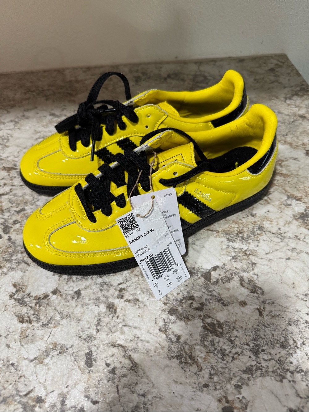 Women’s Samba OG Wide Yellow & Black Sneakers - Picture 1 of 4